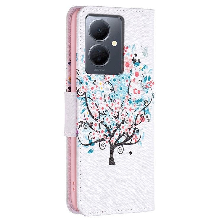 PU Leather Flip Case for vivo Y78 (China) 5G / Y36 4G (Global) / Y36 5G (Global) , Pattern Printing Stand Wallet Phone Cover - Flower Tree