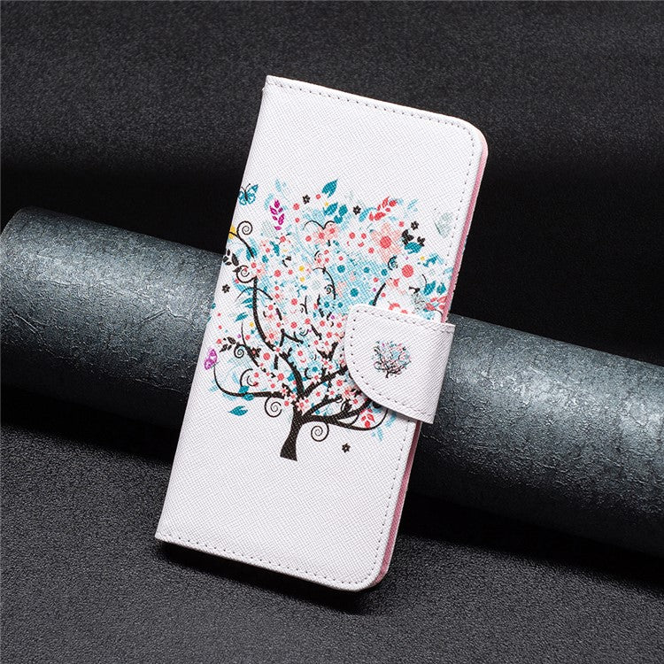 PU Leather Flip Case for vivo Y78 (China) 5G / Y36 4G (Global) / Y36 5G (Global) , Pattern Printing Stand Wallet Phone Cover - Flower Tree