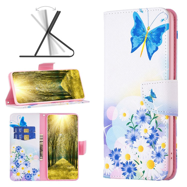 PU Leather Flip Case for vivo Y78 (China) 5G / Y36 4G (Global) / Y36 5G (Global) , Pattern Printing Stand Wallet Phone Cover - Butterfly and Flowers