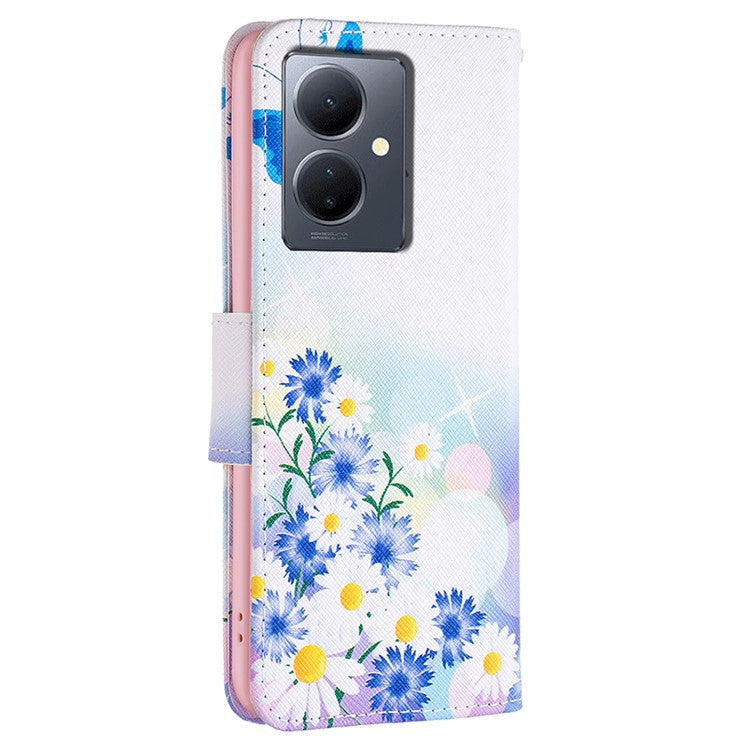 PU Leather Flip Case for vivo Y78 (China) 5G / Y36 4G (Global) / Y36 5G (Global) , Pattern Printing Stand Wallet Phone Cover - Butterfly and Flowers