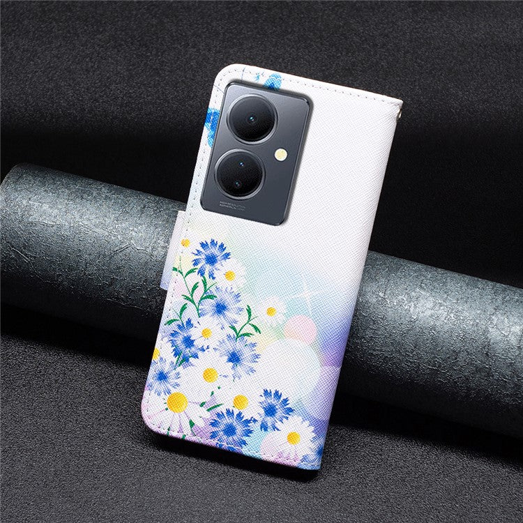 PU Leather Flip Case for vivo Y78 (China) 5G / Y36 4G (Global) / Y36 5G (Global) , Pattern Printing Stand Wallet Phone Cover - Butterfly and Flowers