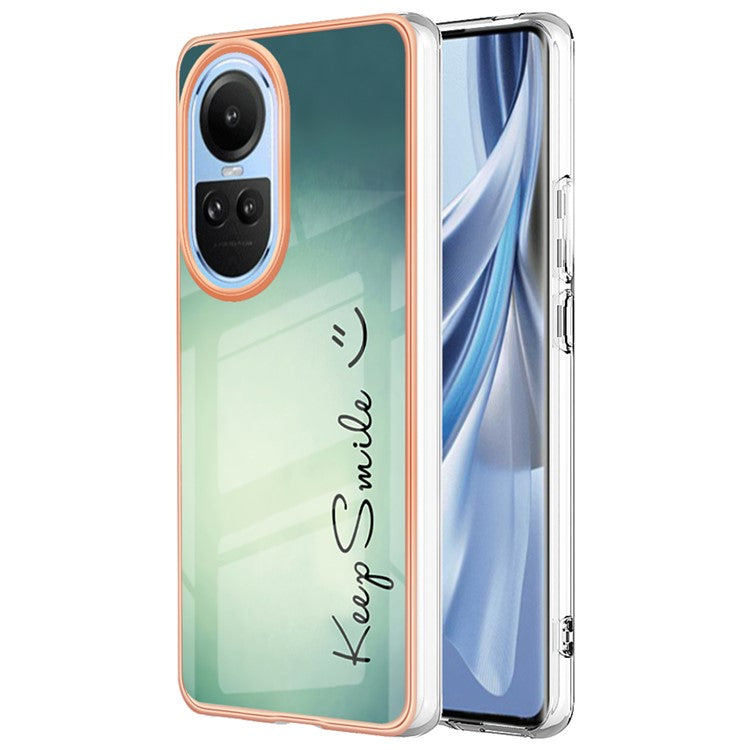 YB IMD Series-19 Style D Electroplating Cover for Oppo Reno10 5G (Global) IMD Pattern 2.0mm TPU Phone Case - Keep Smile