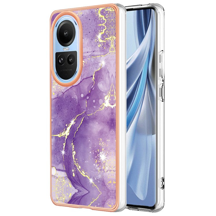 YB IMD Series-2 for Oppo Reno10 5G (Global) Electroplated TPU Case Marble Pattern IMD Protective Phone Cover - Purple 002