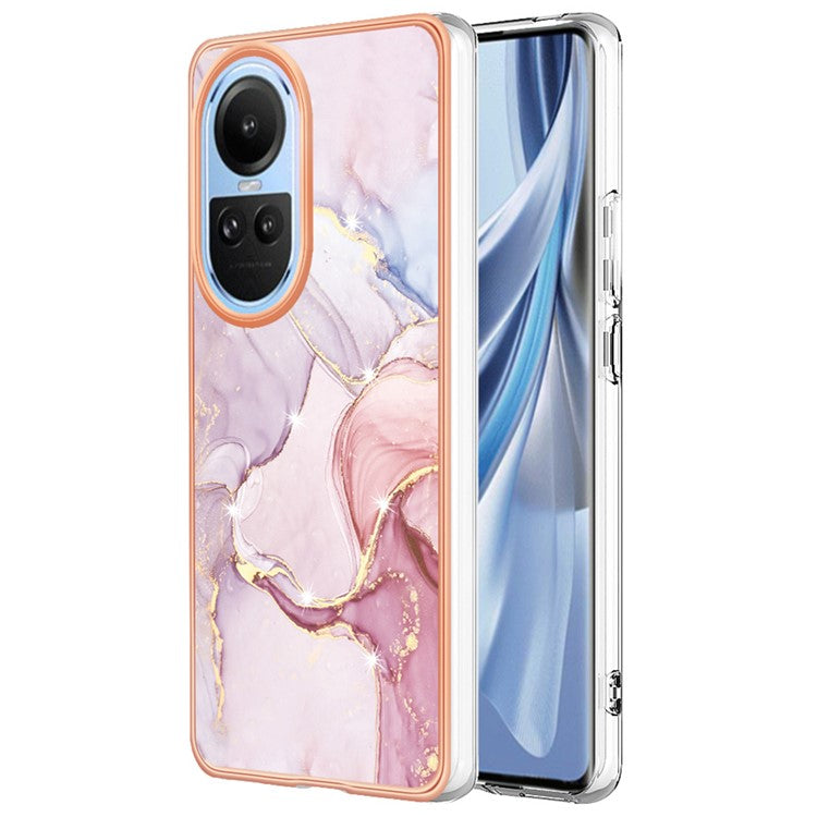 YB IMD Series-2 for Oppo Reno10 5G (Global) Electroplated TPU Case Marble Pattern IMD Protective Phone Cover - Rose Gold 005