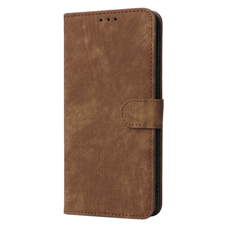 For vivo Y35+ 5G / Y35m+ 5G / Y27 4G RFID Blocking Phone Case Anti-scratch Leather Wallet Stand Cover with Strap - Brown