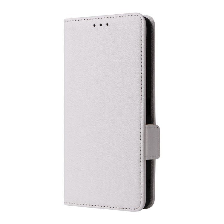 For vivo Y35m+ 5G / Y35+ 5G / Y27 4G Litchi Texture Phone Shell PU Leather Wallet Stand Anti-drop Cover with Strap - White