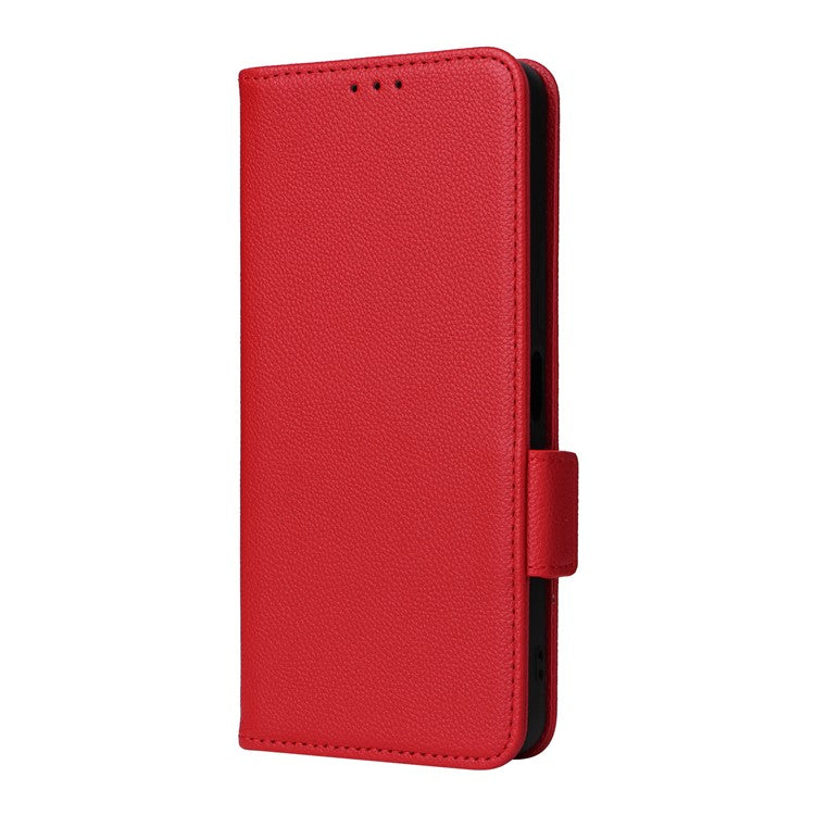 For vivo Y35m+ 5G / Y35+ 5G / Y27 4G Litchi Texture Phone Shell PU Leather Wallet Stand Anti-drop Cover with Strap - Red