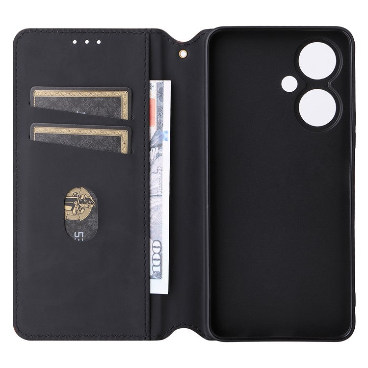 For vivo Y35+ 5G / Y35m+ 5G / Y27 4G Rhombus Imprinted Wallet Case Leather Stand Phone Cover - Black