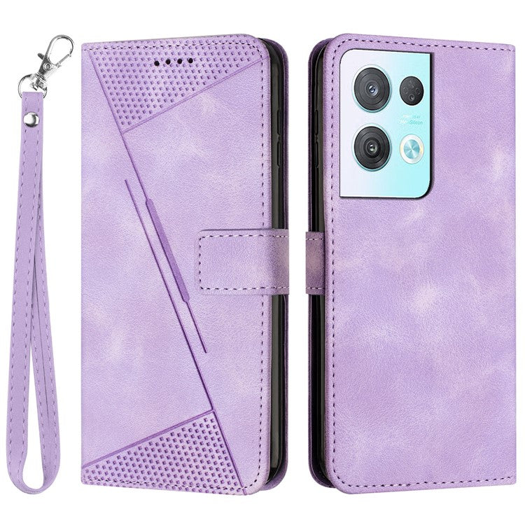 Phone Cover for Oppo Reno8 Pro 5G (Global Version) / Reno8 Pro+ (China) 5G PU Leather+TPU Triangle Imprinted Stand Wallet Case - Purple