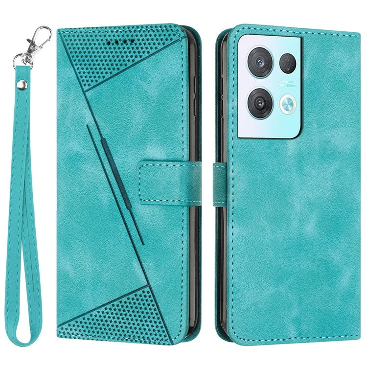 Phone Cover for Oppo Reno8 Pro 5G (Global Version) / Reno8 Pro+ (China) 5G PU Leather+TPU Triangle Imprinted Stand Wallet Case - Green