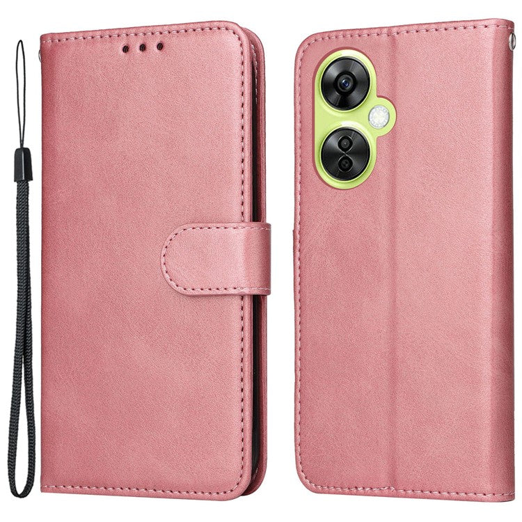 Wallet Stand Case for OnePlus Nord CE 3 Lite 5G / N30 5G / Oppo K11x 5G PU Leather Calf Texture Phone Cover - Pink