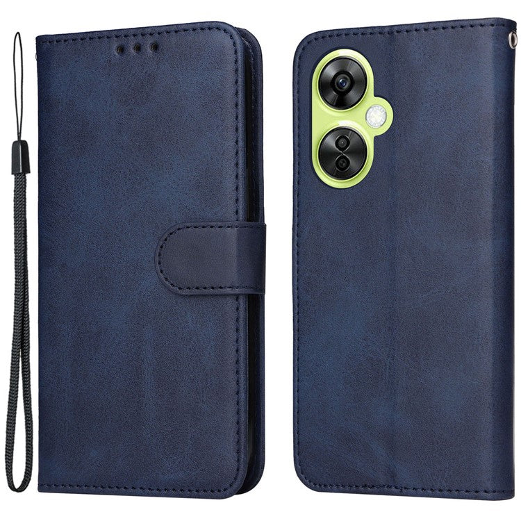 Wallet Stand Case for OnePlus Nord CE 3 Lite 5G / N30 5G / Oppo K11x 5G PU Leather Calf Texture Phone Cover - Blue