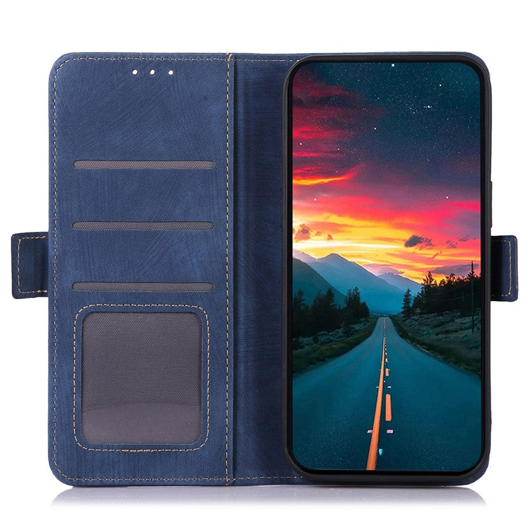 ABEEL For Oppo A58 4G Anti-Scratch Smartphone Case Retro Texture Anti-drop Cover Wallet Stand PU Leather Phone Shell - Blue