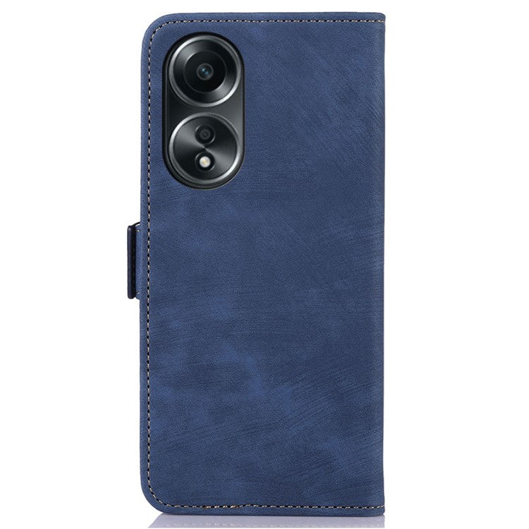 ABEEL For Oppo A58 4G Anti-Scratch Smartphone Case Retro Texture Anti-drop Cover Wallet Stand PU Leather Phone Shell - Blue