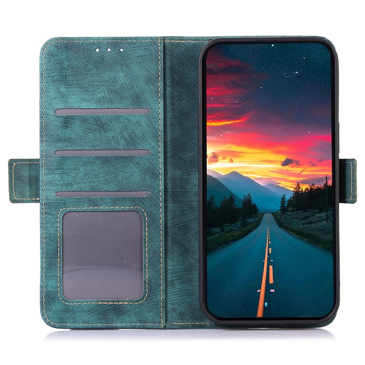 ABEEL For Oppo A58 4G Anti-Scratch Smartphone Case Retro Texture Anti-drop Cover Wallet Stand PU Leather Phone Shell - Green