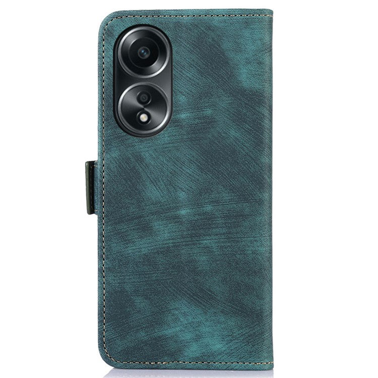 ABEEL For Oppo A58 4G Anti-Scratch Smartphone Case Retro Texture Anti-drop Cover Wallet Stand PU Leather Phone Shell - Green