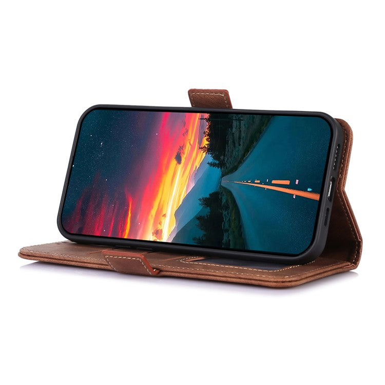 ABEEL For Oppo A58 4G Anti-Scratch Smartphone Case Retro Texture Anti-drop Cover Wallet Stand PU Leather Phone Shell - Brown