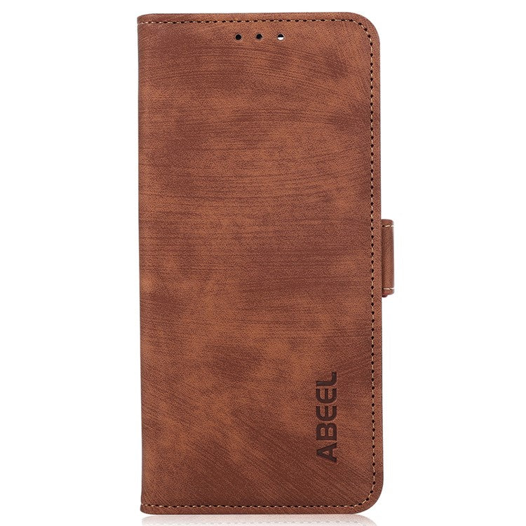 ABEEL For Oppo A58 4G Anti-Scratch Smartphone Case Retro Texture Anti-drop Cover Wallet Stand PU Leather Phone Shell - Brown