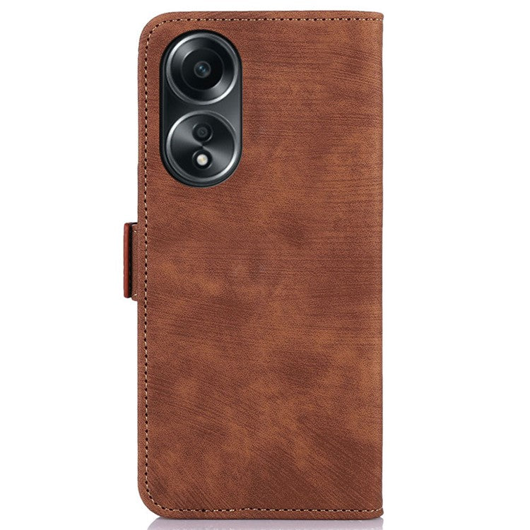 ABEEL For Oppo A58 4G Anti-Scratch Smartphone Case Retro Texture Anti-drop Cover Wallet Stand PU Leather Phone Shell - Brown