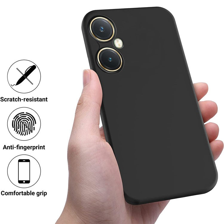 Flexible Liquid Silicone for vivo Y27 4G , Anti-Scratch Soft Lining Phone Case Cover with Strap - Black