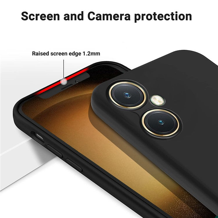 Flexible Liquid Silicone for vivo Y27 4G , Anti-Scratch Soft Lining Phone Case Cover with Strap - Black