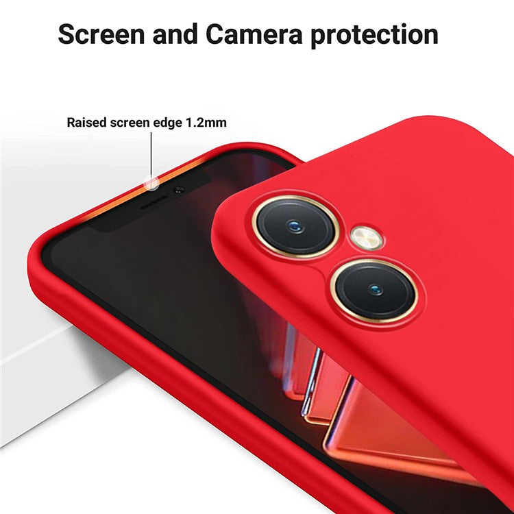 Flexible Liquid Silicone for vivo Y27 4G , Anti-Scratch Soft Lining Phone Case Cover with Strap - Red