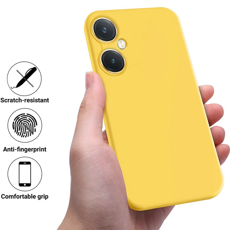 Flexible Liquid Silicone for vivo Y27 4G , Anti-Scratch Soft Lining Phone Case Cover with Strap - Yellow