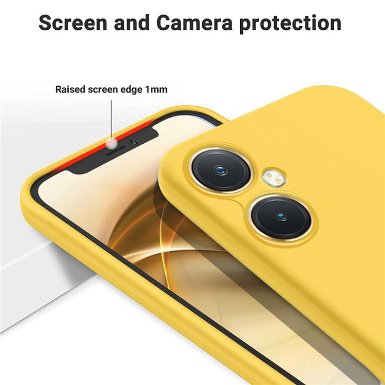 Flexible Liquid Silicone for vivo Y27 4G , Anti-Scratch Soft Lining Phone Case Cover with Strap - Yellow