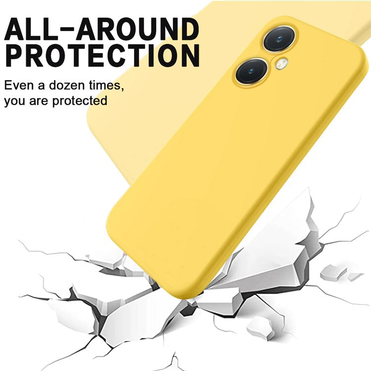 Flexible Liquid Silicone for vivo Y27 4G , Anti-Scratch Soft Lining Phone Case Cover with Strap - Yellow