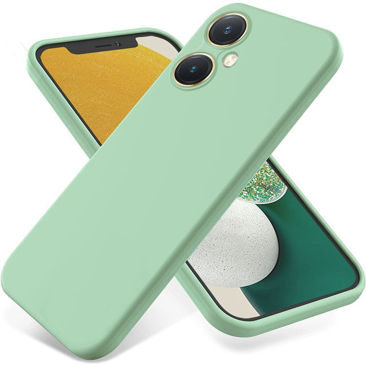 Flexible Liquid Silicone for vivo Y27 4G , Anti-Scratch Soft Lining Phone Case Cover with Strap - Green