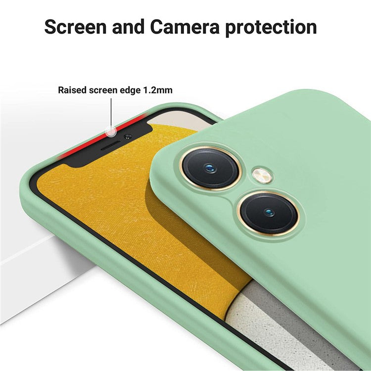 Flexible Liquid Silicone for vivo Y27 4G , Anti-Scratch Soft Lining Phone Case Cover with Strap - Green