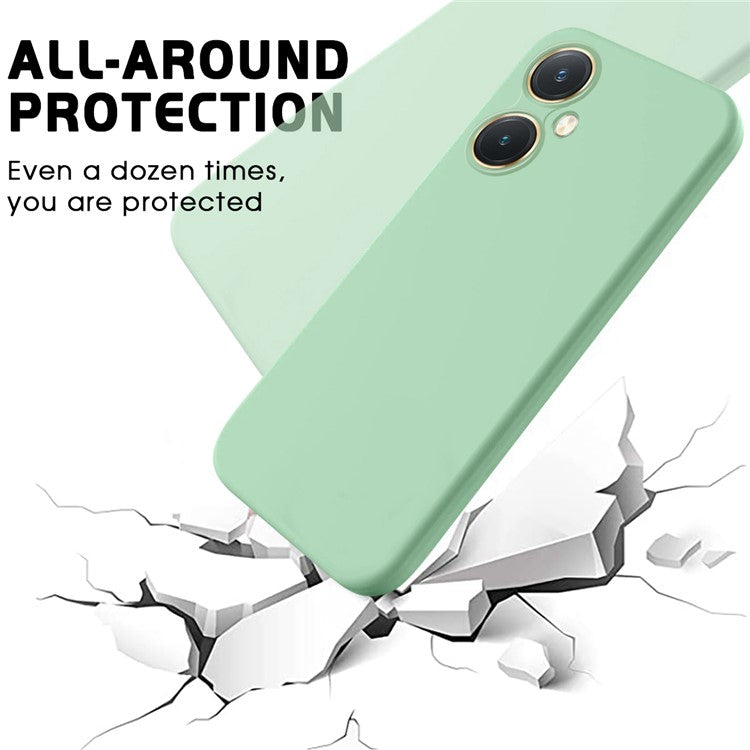 Flexible Liquid Silicone for vivo Y27 4G , Anti-Scratch Soft Lining Phone Case Cover with Strap - Green