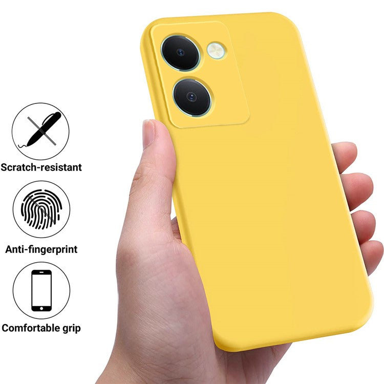 For vivo Y36 5G (Global) Soft Lining + Liquid Silicone Phone Cover Drop-proof Case with Strap - Yellow