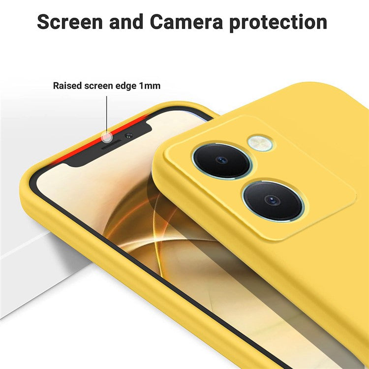 For vivo Y36 5G (Global) Soft Lining + Liquid Silicone Phone Cover Drop-proof Case with Strap - Yellow