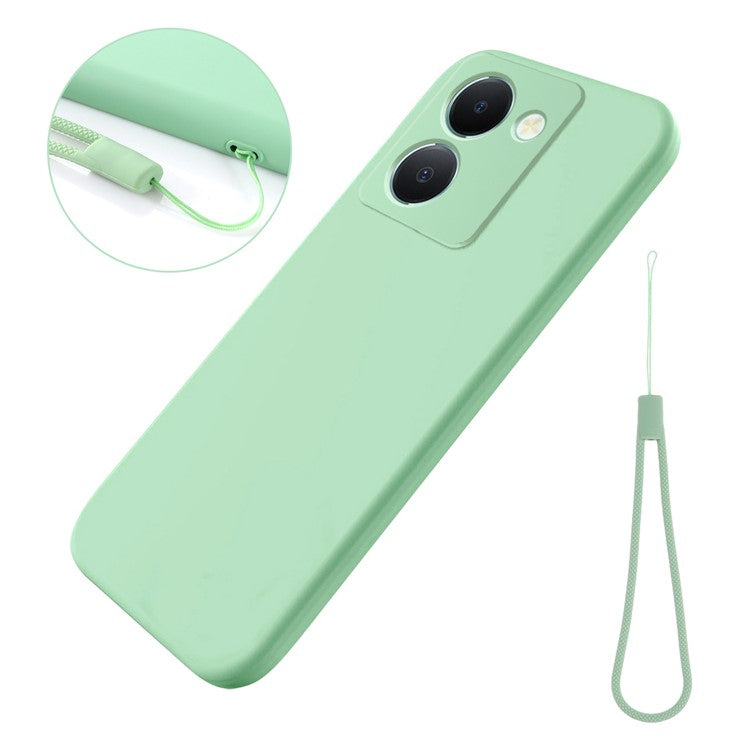 For vivo Y36 5G (Global) Soft Lining + Liquid Silicone Phone Cover Drop-proof Case with Strap - Green