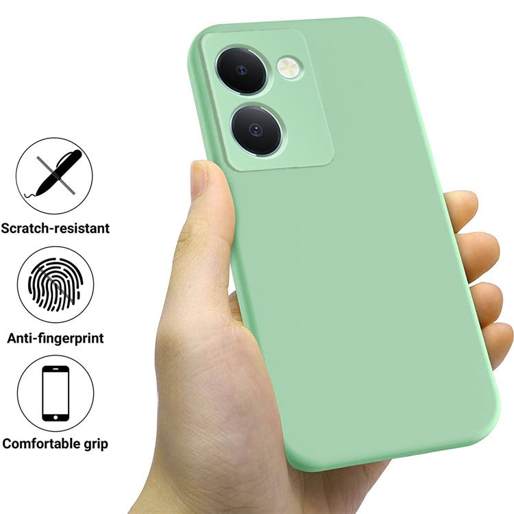 For vivo Y36 5G (Global) Soft Lining + Liquid Silicone Phone Cover Drop-proof Case with Strap - Green