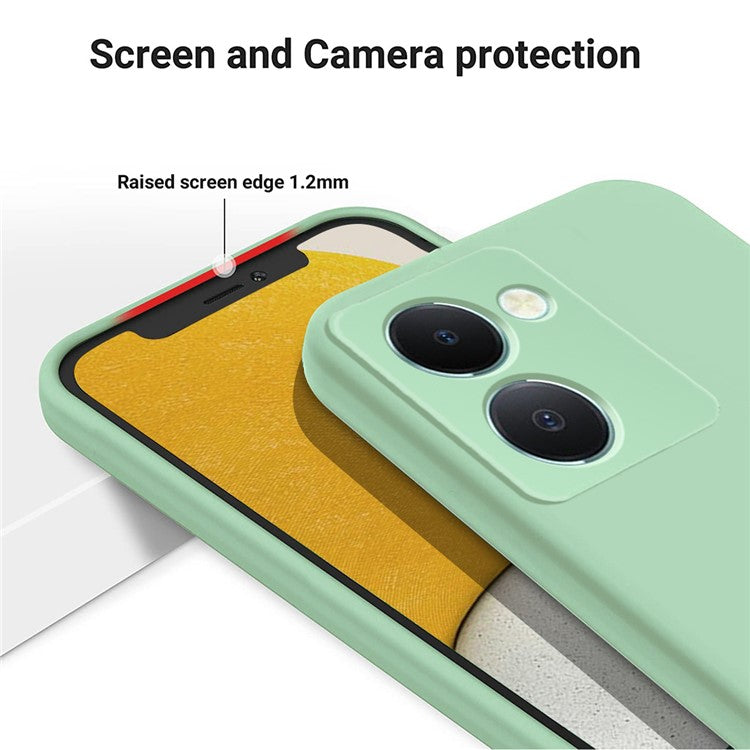 For vivo Y36 5G (Global) Soft Lining + Liquid Silicone Phone Cover Drop-proof Case with Strap - Green