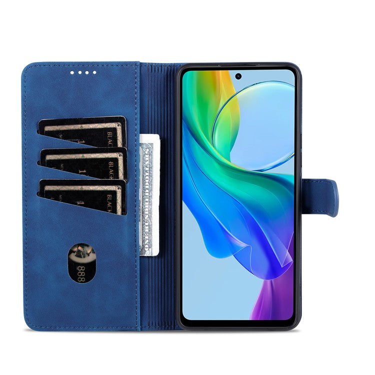 AZNS For vivo Y78 5G / Y36 4G (Global) / Y27 5G Stand Wallet Phone Cover PU Leather Dustproof Cell Phone Case - Blue