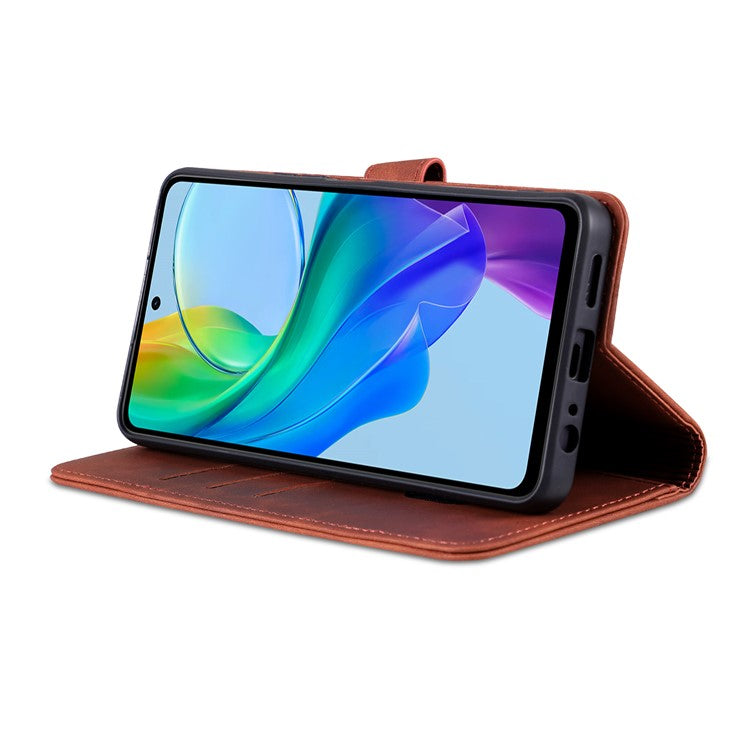 AZNS For vivo Y78 5G / Y36 4G (Global) / Y27 5G Stand Wallet Phone Cover PU Leather Dustproof Cell Phone Case - Brown