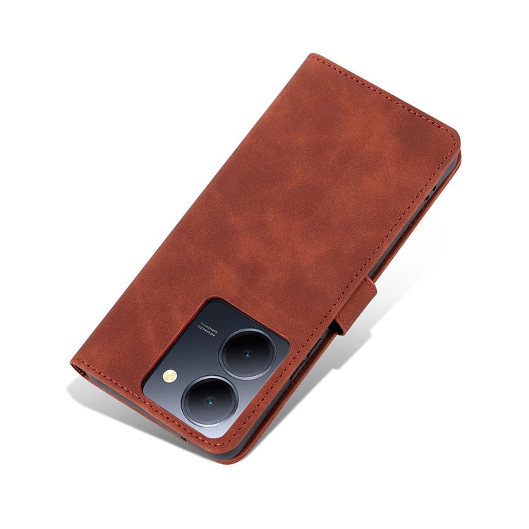 AZNS For vivo Y78 5G / Y36 4G (Global) / Y27 5G Stand Wallet Phone Cover PU Leather Dustproof Cell Phone Case - Brown