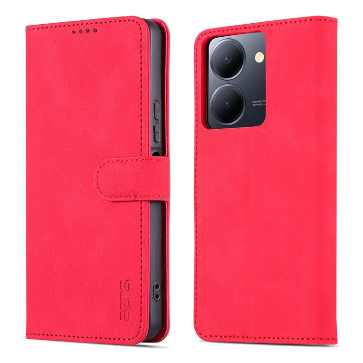 AZNS For vivo Y78 5G / Y36 4G (Global) / Y27 5G Stand Wallet Phone Cover PU Leather Dustproof Cell Phone Case - Red