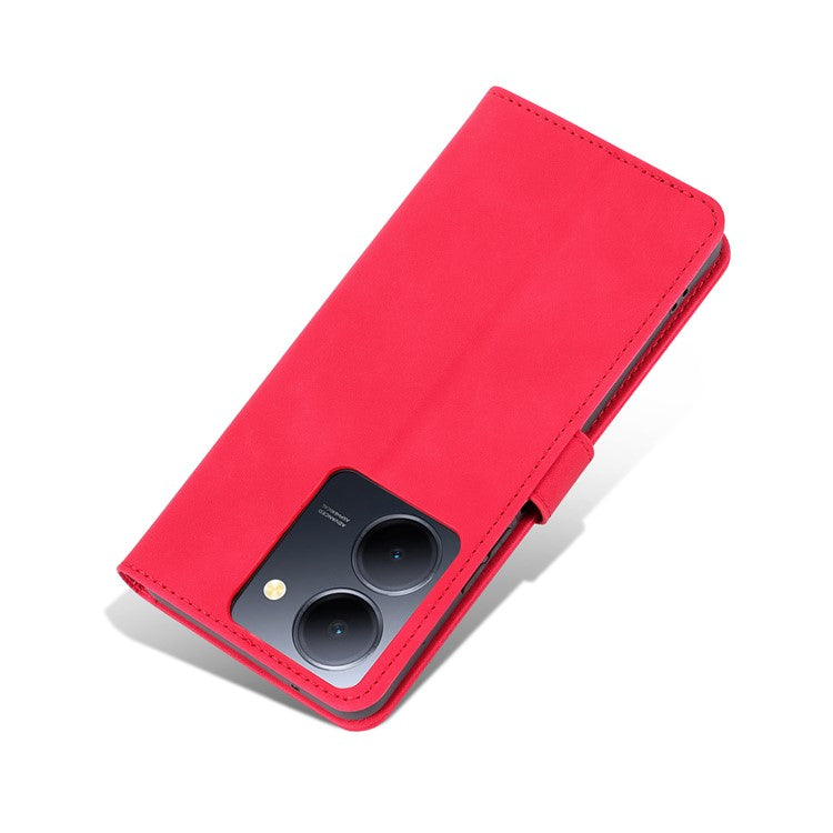 AZNS For vivo Y78 5G / Y36 4G (Global) / Y27 5G Stand Wallet Phone Cover PU Leather Dustproof Cell Phone Case - Red