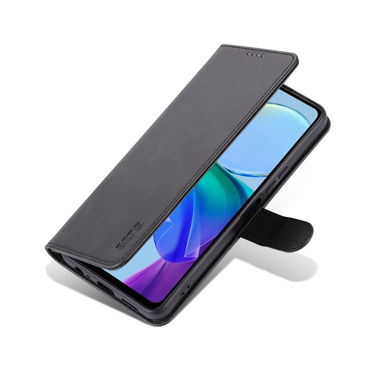 AZNS For vivo Y78 5G / Y36 4G (Global) / Y27 5G Stand Wallet Phone Cover PU Leather Dustproof Cell Phone Case - Black