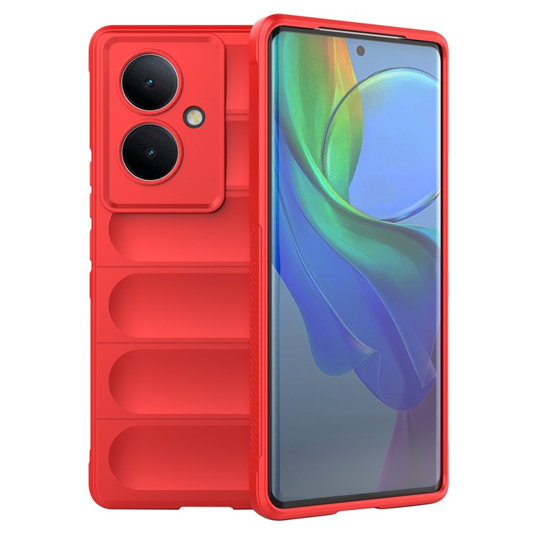 For vivo Y78+ 5G / V29 Lite 5G Shockproof Phone Cover Soft TPU Protective Case - Red