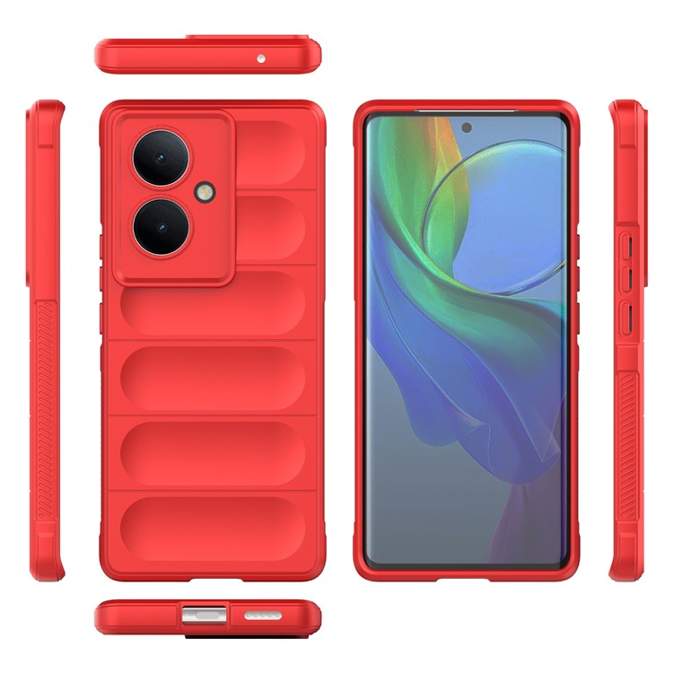 For vivo Y78+ 5G / V29 Lite 5G Shockproof Phone Cover Soft TPU Protective Case - Red