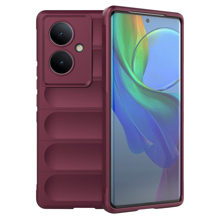 For vivo Y78+ 5G / V29 Lite 5G Shockproof Phone Cover Soft TPU Protective Case - Wine Red