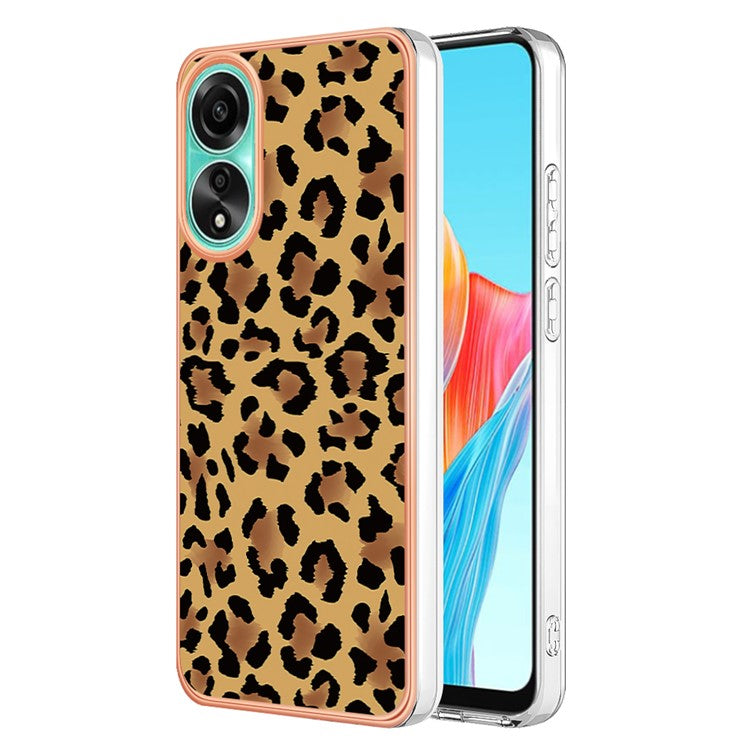 YB IMD Series-19 Style D For Oppo A78 4G Pattern Phone Case Electroplated 2.0mm TPU IMD Cover - Leopard Print