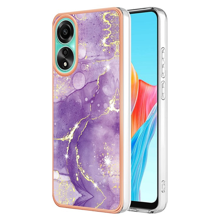 YB IMD Series-2 For Oppo A78 4G Electroplated Marble Phone Case IMD TPU Anti-Scratch Cover - Purple 002