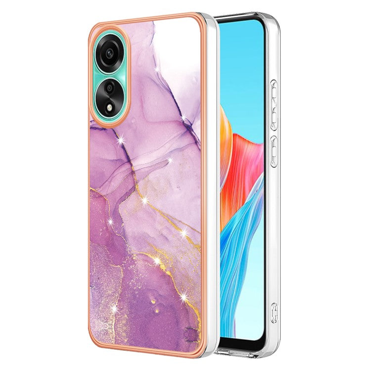 YB IMD Series-2 For Oppo A78 4G Electroplated Marble Phone Case IMD TPU Anti-Scratch Cover - Purple 001