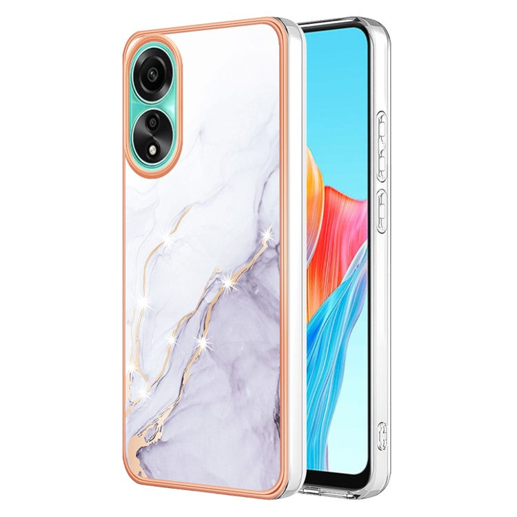 YB IMD Series-2 For Oppo A78 4G Electroplated Marble Phone Case IMD TPU Anti-Scratch Cover - White 006